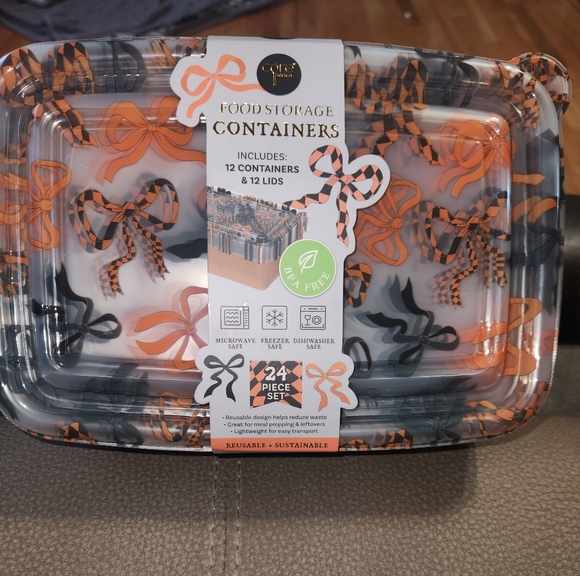 Orange and Black Bows Food Storage Containers Set - Picture 1 of 2